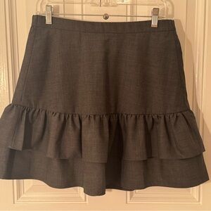 J. Crew Charcoal Ruffle A-Line Wool Skirt